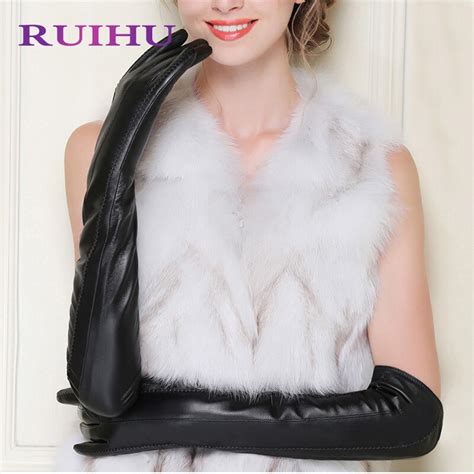 Ruihu Adult Sexy Elbow Lady Gloves Black Exotic Appeal Gloves Fetish