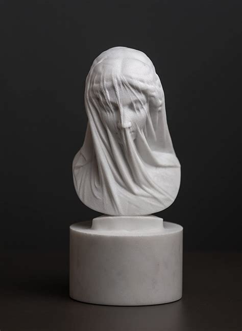 Marble Bust Of The Veiled Virgin Mary By Strazza Carved Statue Artist