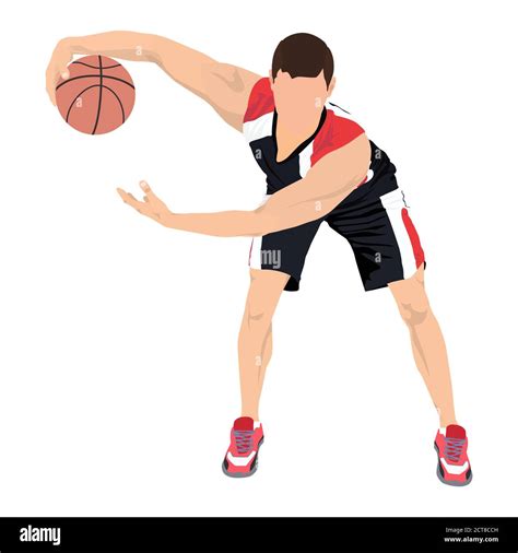 Professional Basketball Player With Ball Vector Illustration