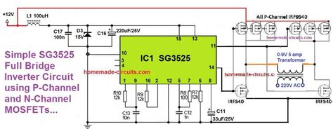Sg3525 Full Bridge Inverter Circuit Homemade Circuit Projects