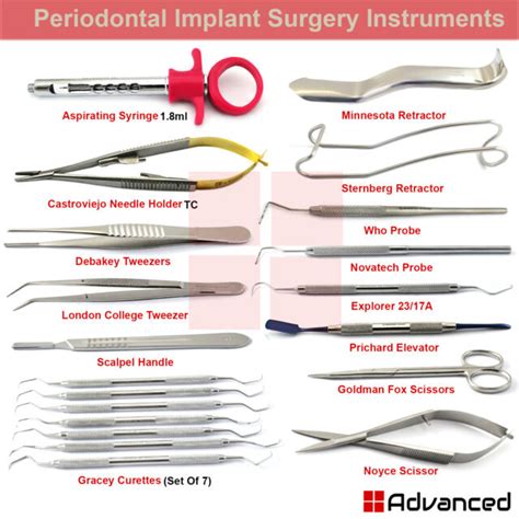 Range Of Periodontal Instruments Dental Implants Set Oral Surgery Root