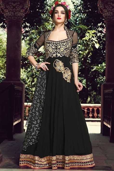 Black Anarkali Gown With Golden Embroidery Anarkali Dress Dresses