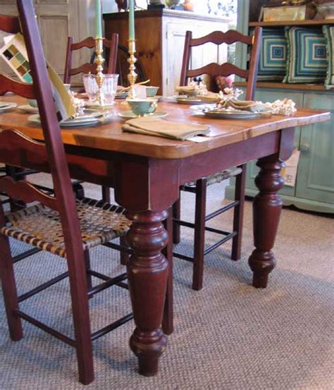 French Country Farm Table With Vintage Wood Top And 5 Heavy Leg