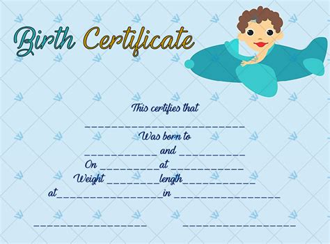 Birth Certificate Template Aeroplane Word Layouts Birth