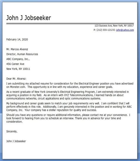 Electrical Engineering Cover Letter Gotilo