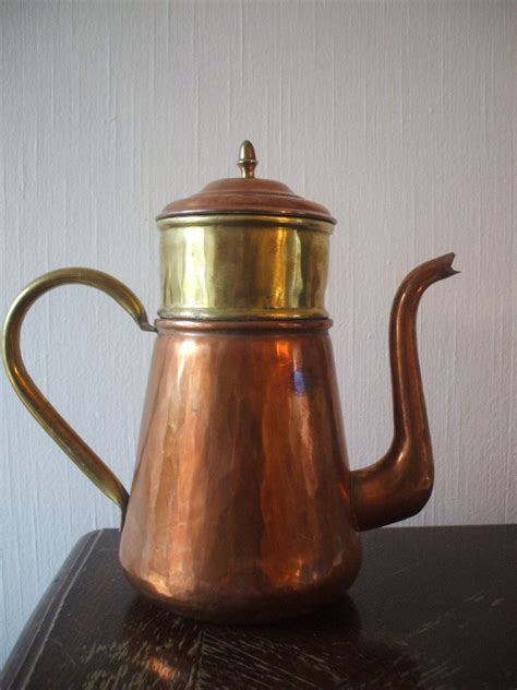 Vintage Copper Brass Coffee Pot