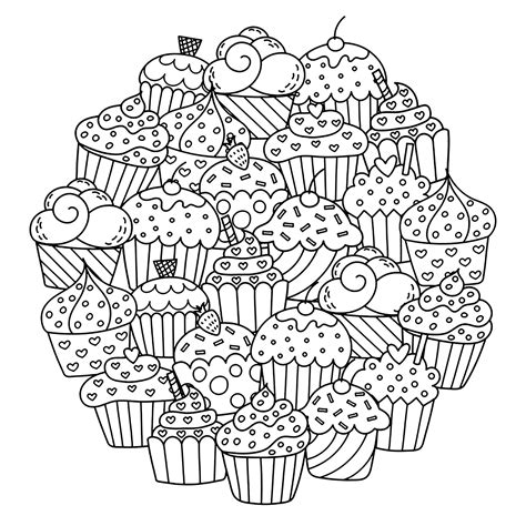 Cupcakes Printable Coloring Pages Customize And Print
