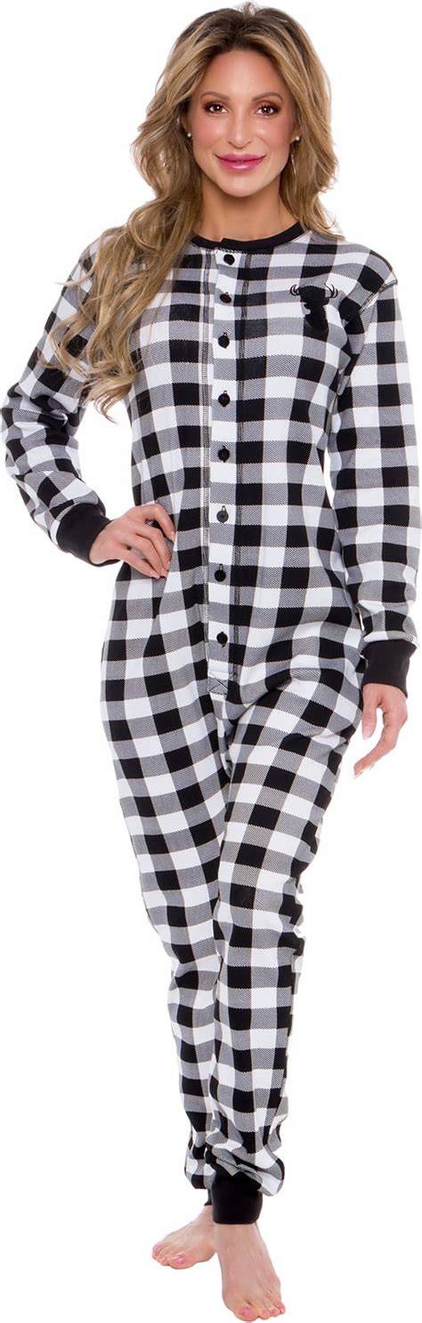 Silver Lilly Oh Deer Buffalo Flannel One Piece Pajamas Womens Union
