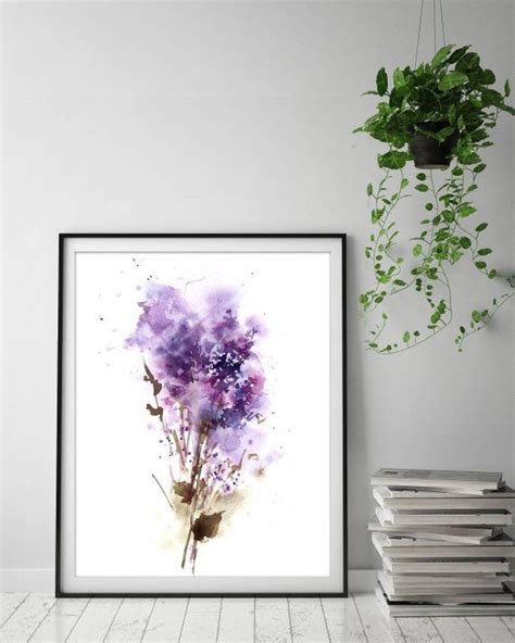 Lilac Flowers Watercolor Painting Abstract Florals Art Print Etsy