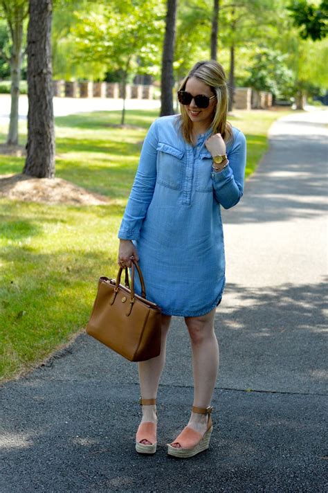 the best chambray dress a blonde s moment