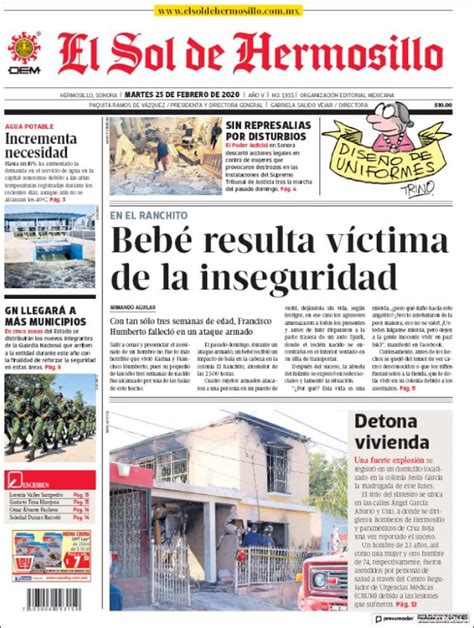 Periódico El Sol De Hermosillo México Periódicos De México Edición