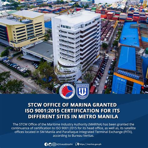Stcw Office Of Marina Granted Iso 90012015 Certification For Its