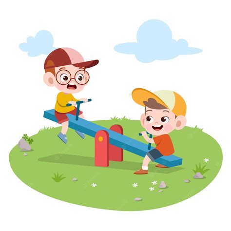 Premium Vector Kids Children Playing Playground Illustration