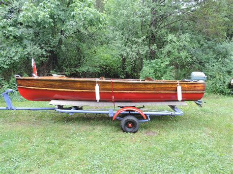 Lakefield Canadian Cedar Strip Boat 14ft With Vintage Trailer And