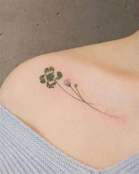 20 Cute Four Leaf Clover Tattoo Design Ideas That Bring You Good Luck