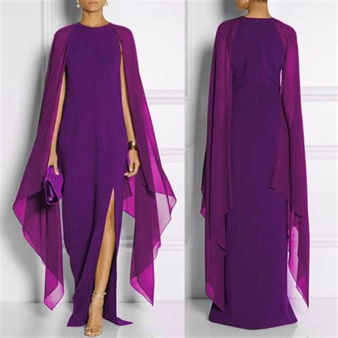 bright candy color long batwing sleeves split long chiffon dress chiffon dress long chiffon