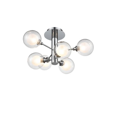 6 Light Semi Flush Ceiling Fitting In Polished Chrome Finish With Clear