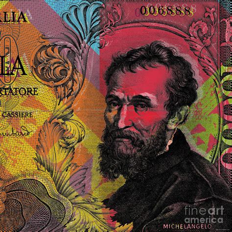 Michelangelo 10000 Lire Banknote Portrait Digital Art By Jean Luc