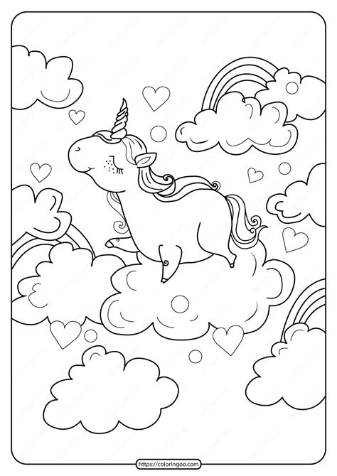 Unicorn Cloud Coloring Page Coloring Pages
