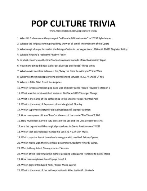 42 Best Pop Culture Trivia Questions And Answers You Can Find In 2021