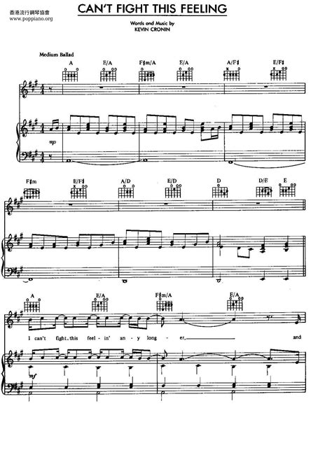 Reo Speedwagon Cant Fight This Feeling Sheet Music Pdf Free Score Download ★
