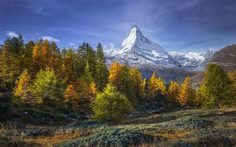 Matterhorn Near The Village Zermatt Switzerland Landscape Snow