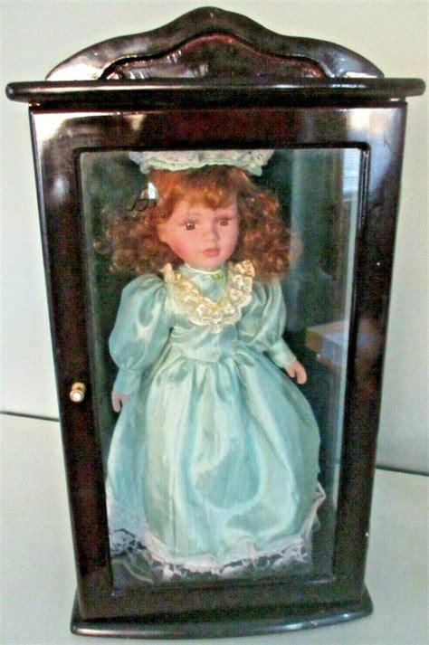 Vintage Ashley Belle Collection Porcelain Doll W Glass Case Stand