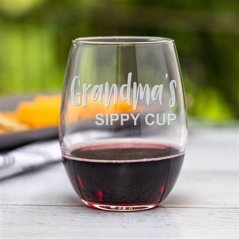 Grandma S Sippy Cup Stemless Wine Glass Personalized Etsy