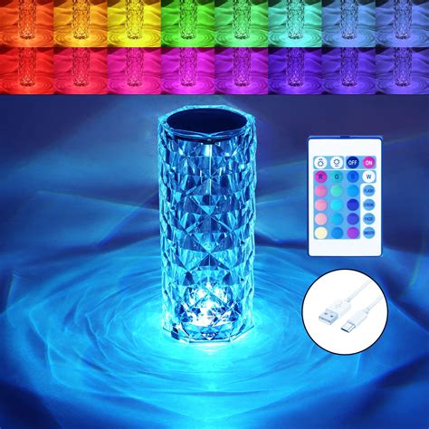 Crystal Lamp 16 Color Changing Rgb Night Light Touch Lamp Usb Romantic