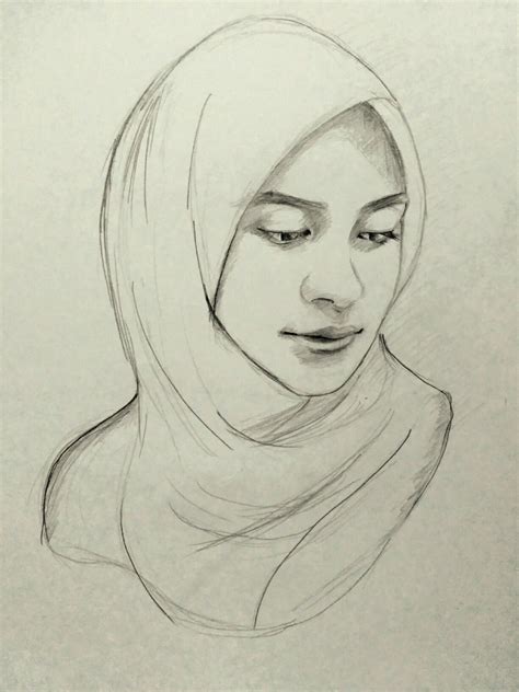 Hijab Sketch Drawings Drawing Techniques Pencil Art Love