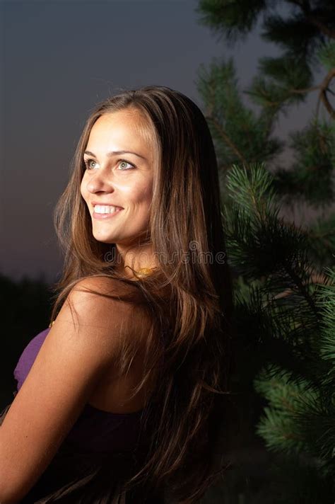 Fashion Model In Black Dress Laughing No Makeup Stock Photo Image Of