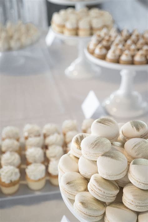 Gold And White French Macarons On Wedding Dessert Table White Dessert