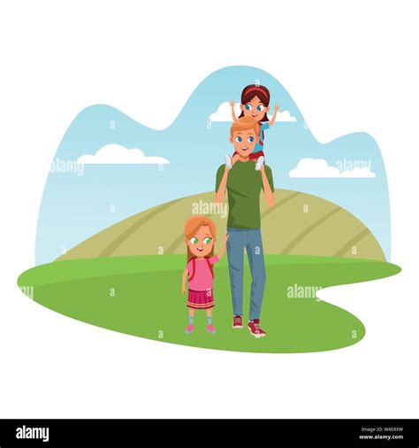 Familia Padre Soltero Con Hijos Imagen Vector De Stock Alamy