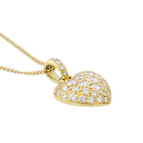 18k Yellow Gold Diamond Set Heart Pendant 080ct Rich Diamonds