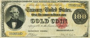 Billete de Banco Dollars Estados Unidos de América Gold Certificates Series of