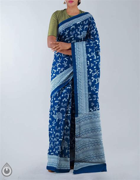 blue bengal art silk saree it has got lepakshi printed elegant pallu the saree is crafted by the