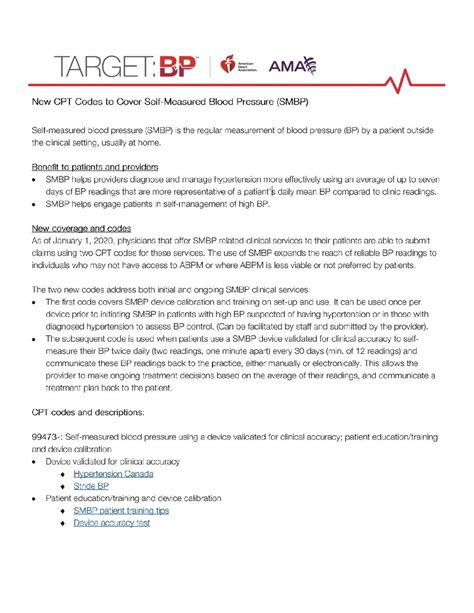 New Cpt Codes To Cover Self Measured Blood Pressure Smbp Targetbp