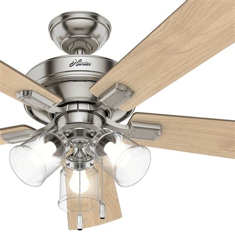 Hunter Fan 52 Inch Brushed Nickel Ceiling Fan 5 Blades With Led Lights