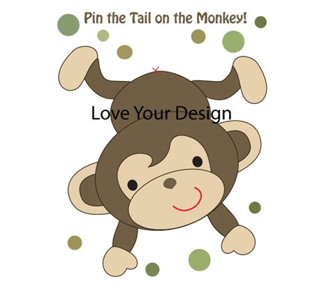 Game Pin The Tail On The Monkey Birthday Party Game Instant Etsy