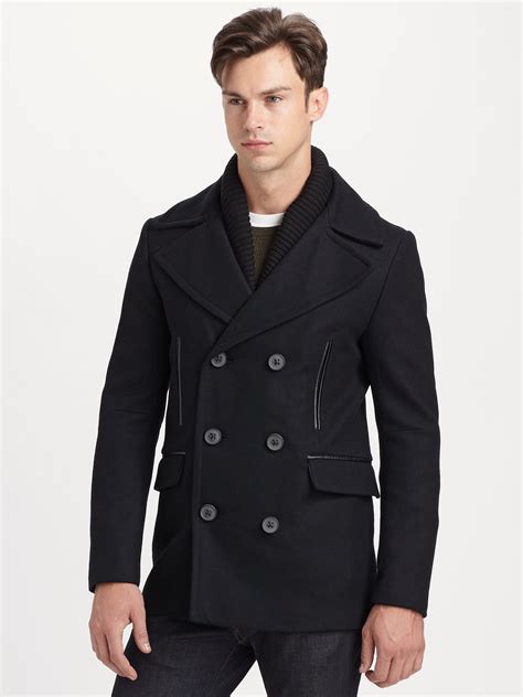 Lyst Mackage Alvin Pea Coat In Black For Men