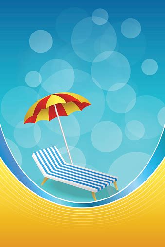 Background Vacation Deck Chair Umbrella Blue Yellow Illustration Vector
