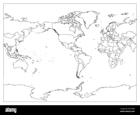 Mapa Mundial Frontera País Sobre Fondo Blanco Mapa Del Mundo Centrado