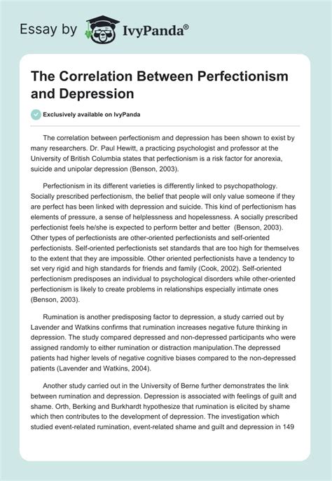 The Correlation Between Perfectionism And Depression 610 Words