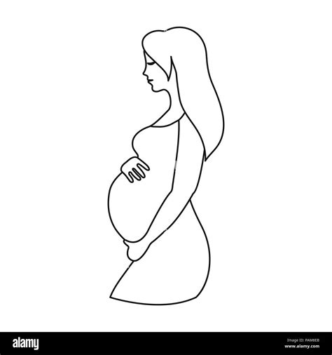 Pregnant Icon In Outline Style Isolated On White Background Pregnancy Symbol Vector
