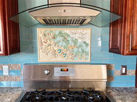 Custom Nautical Mosaic Backsplash Mural Made With Ceramic Tile Stone