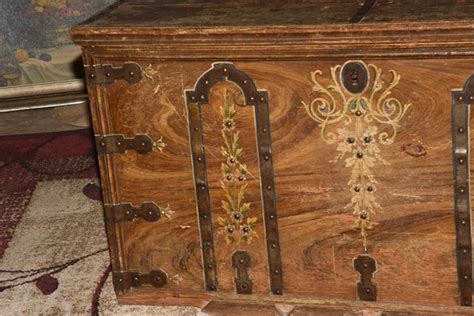 Companies Estate Sales Hand Painted Trunk With Brass Hardware