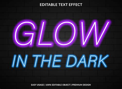 Premium Vector Glow Text Effect Template With Neon Light Style