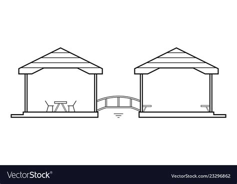 Abstract Outline Drawing Two Connected Houses Vector Image