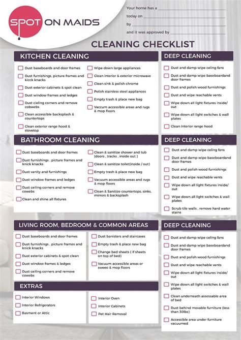 Maid service Cleaning Checklist | Cleaning service checklist, House cleaning checklist, Move out ...