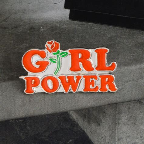 Feminism Womens Motivational Female Pin Red Rose Girl Power Enamel